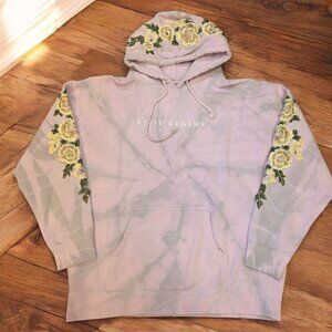 Civil Regime Hoodie Men's Size Large Tie Dye Purple Crochet Roses Darc Sport NWT